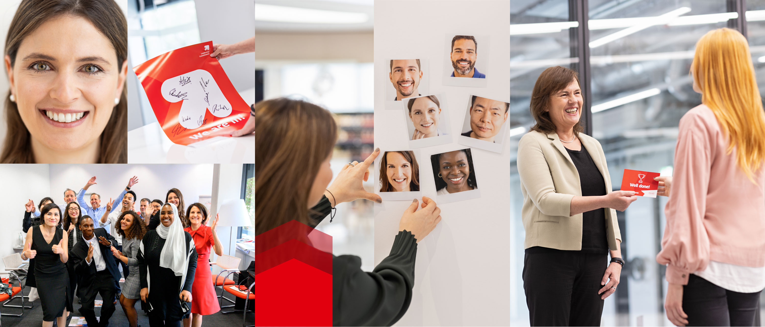 Un collage dell'ambiente di lavoro Henkel. I nostri dipendenti Henkel giocano sempre in squadra. 