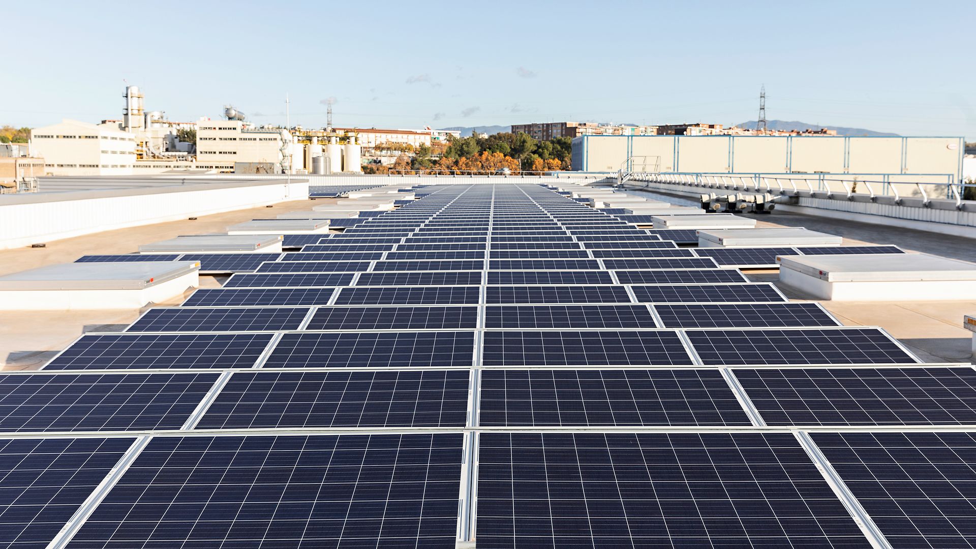 Solar panels at the Henkel site in Montornès del Valles, Spain