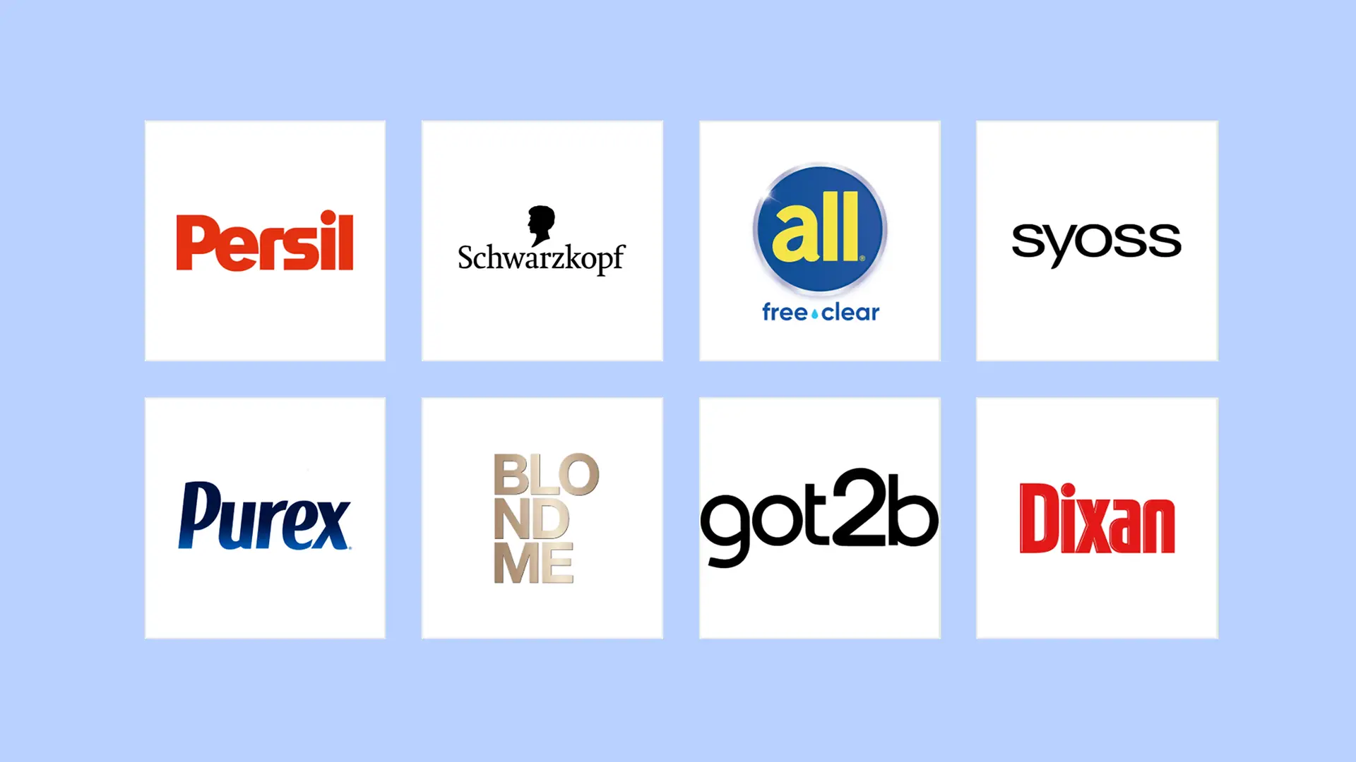 Una selezione di loghi di Henkel Consumer Brands.