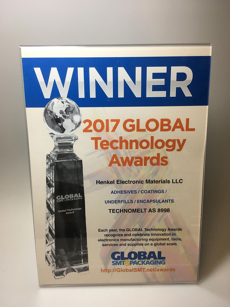 Henkel´s Technomelt AS 8998 received the prestigious Global Technology Award 2017